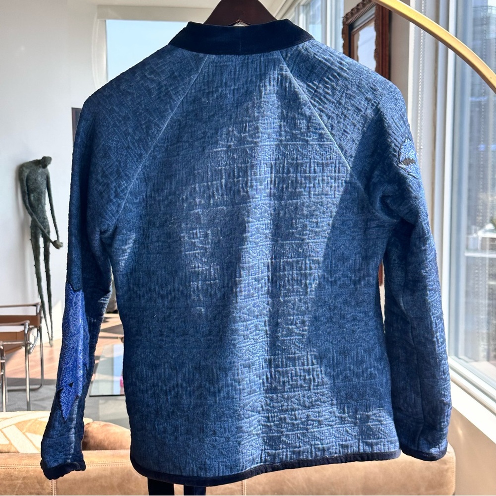 Zara Home Blue Wrap Jacket with Floral Embroidery - Picture 3 of 7